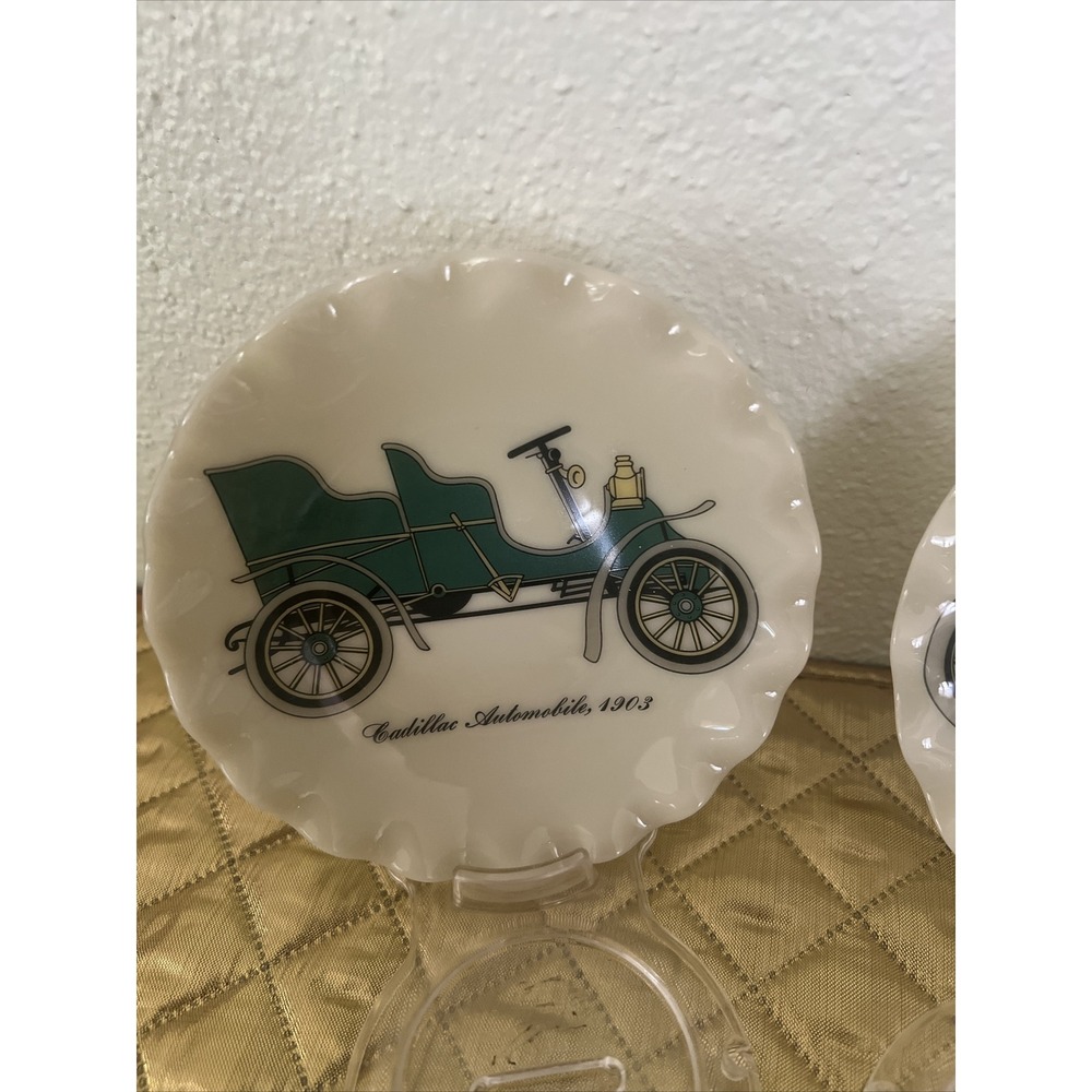 Set 2 Automobile Ceramic Porcelain Mini Plates Vintage Cadillac Oldsmobile 1903 - Picture 2 of 11